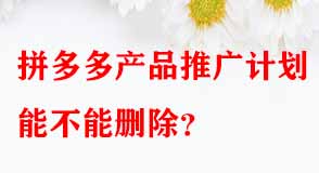 拼多多產(chǎn)品推廣計(jì)劃能不能刪除